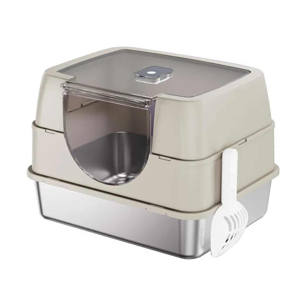 White Covered Steel Cat Litter Box – supplier product photo