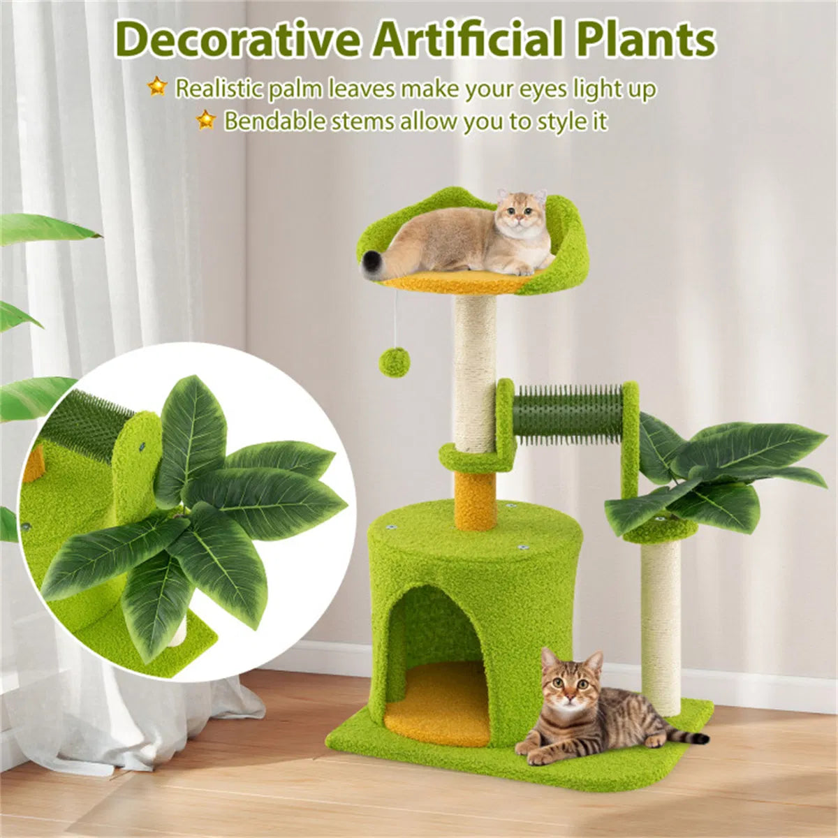 Palm-Tree Cat Scratcher with Grooming Brush — product detail