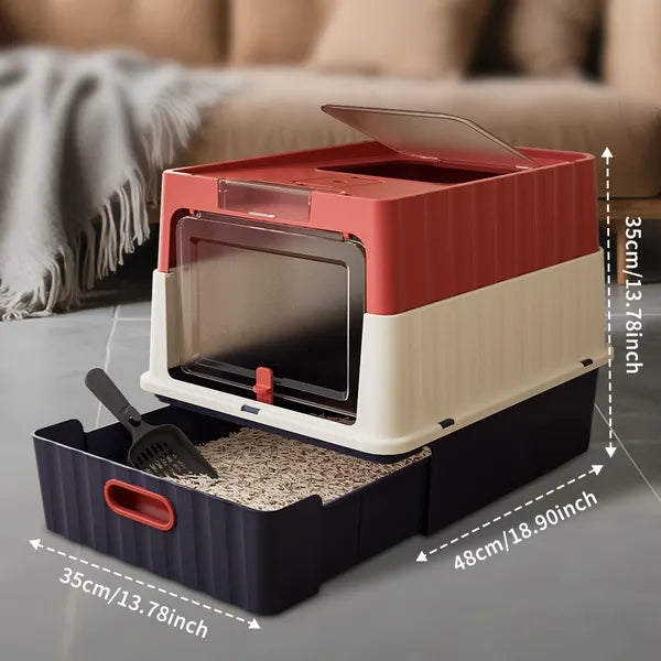 Red Drawer-Style Cat Litter Box – supplier product photo