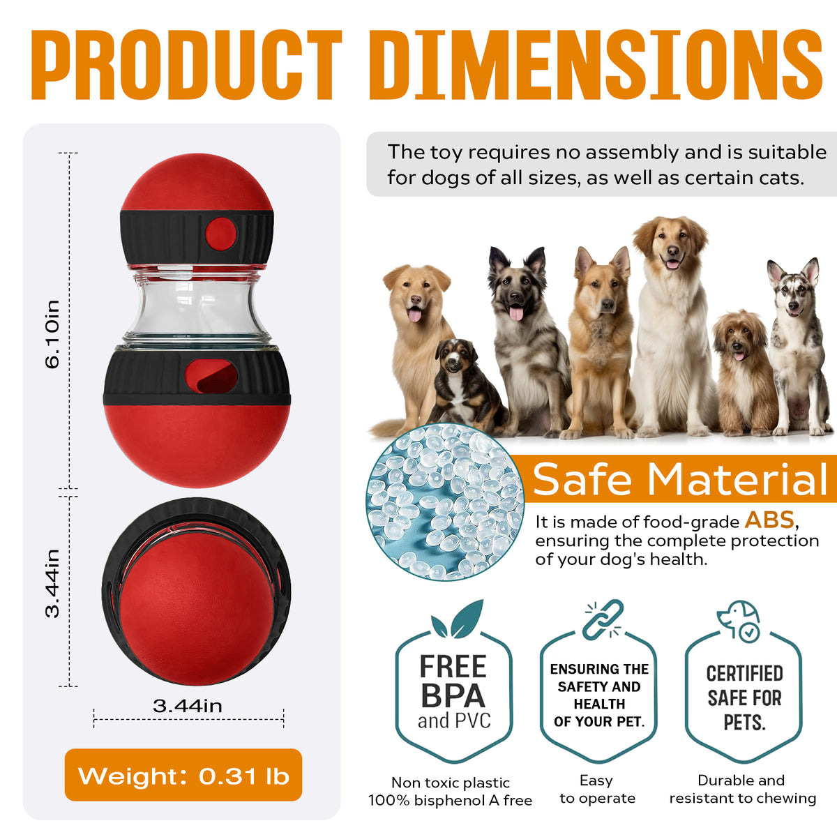 Adjustable Dog Treat-Dispensing Ball – supplier product photo
