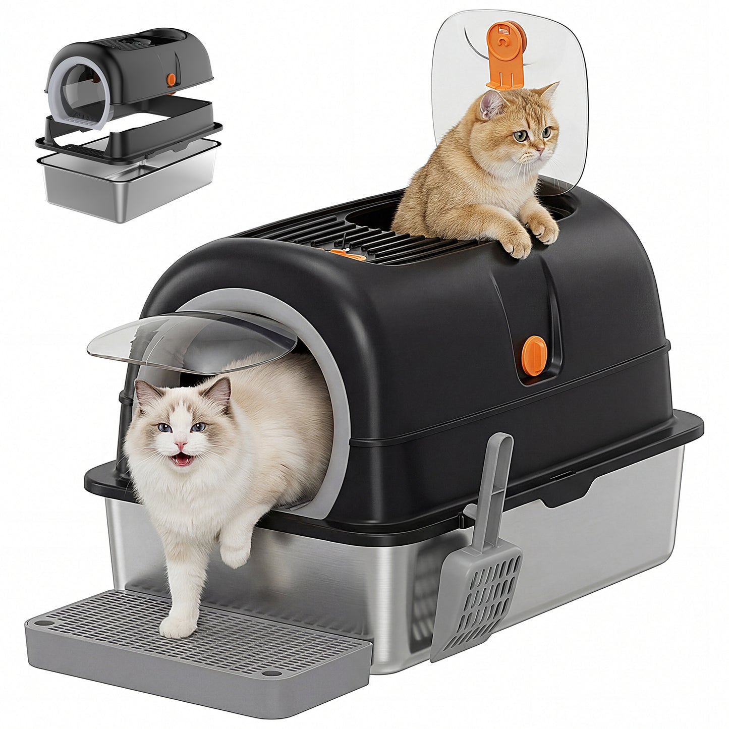 Convertible-Lid Cat Litter Box