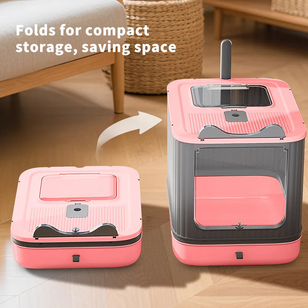 White Dual-Entry Litter Box with Drawer