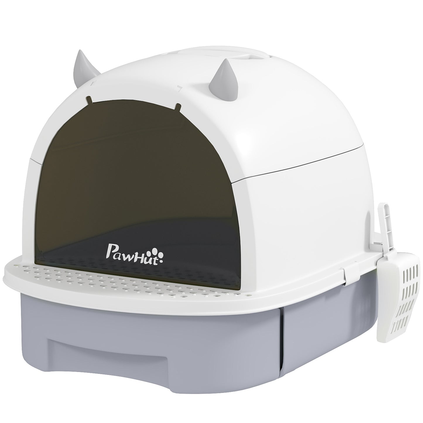 Grey Covered Cat Litter Box with Scoop