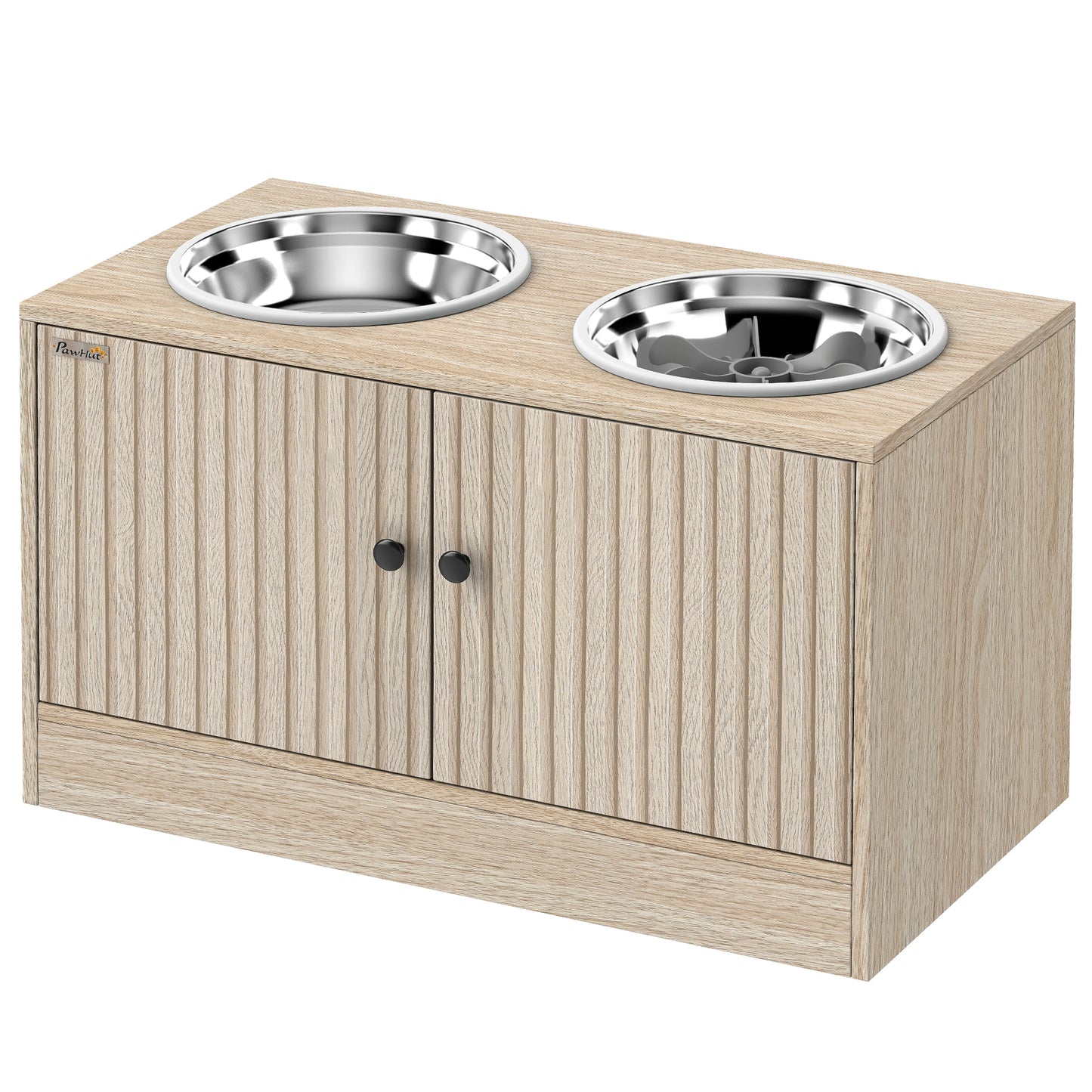 Oak-Style Dog Feeding Station with Storage