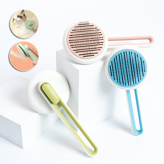 Round Self-Cleaning Pet Grooming Brush