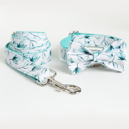 Leaf-Print Dog Collar & Leash