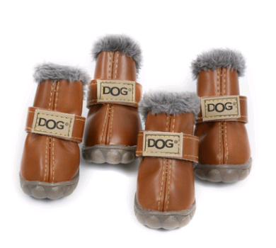 Warm dog snow boots included in the Rainy-Day Dog Walk Kit