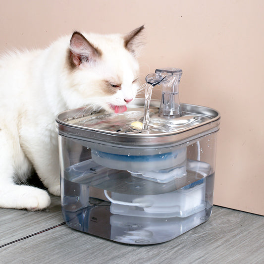 Pet Drinking Fountain with Stainless Steel Tray