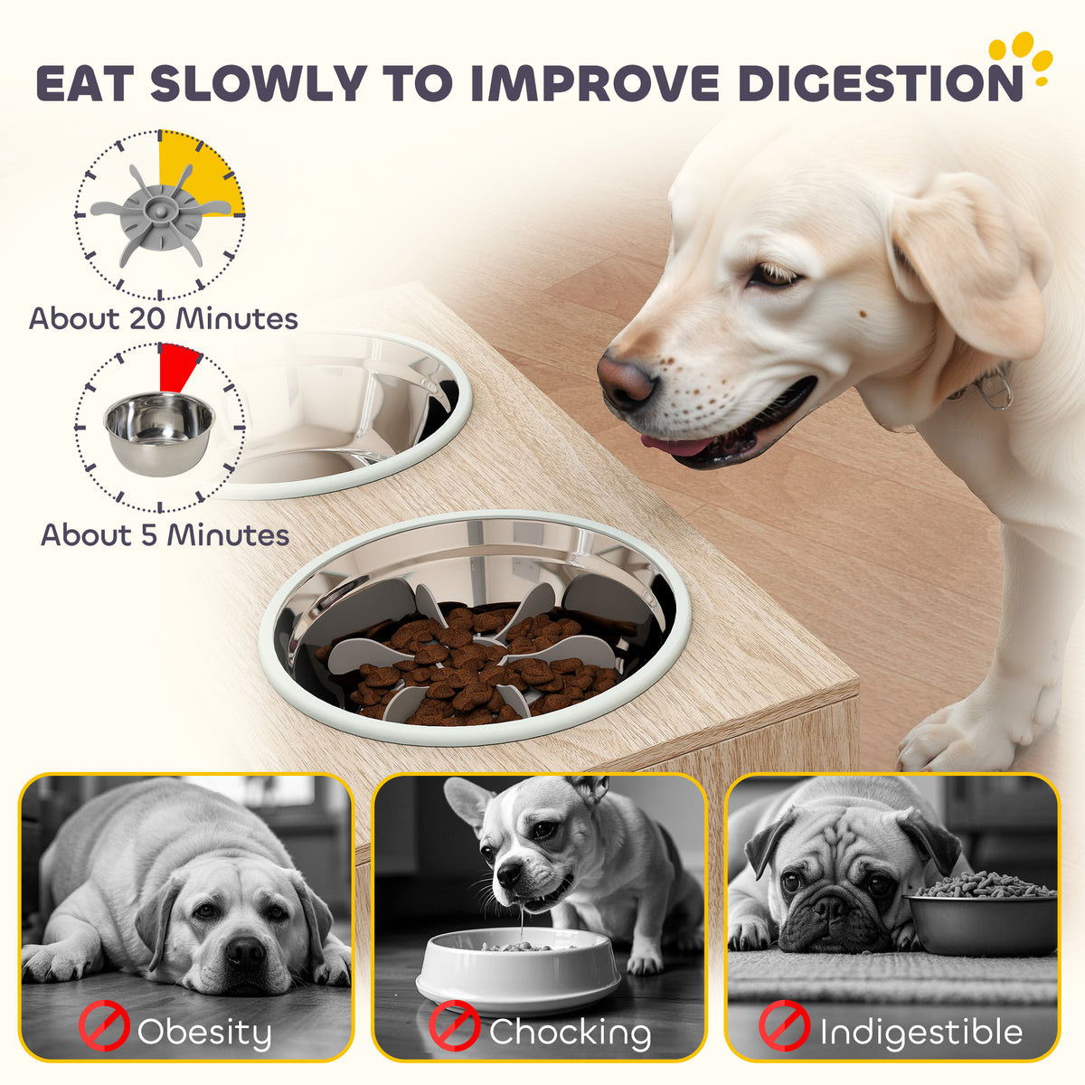 Oak-Style Dog Feeding Station with Storage — product detail