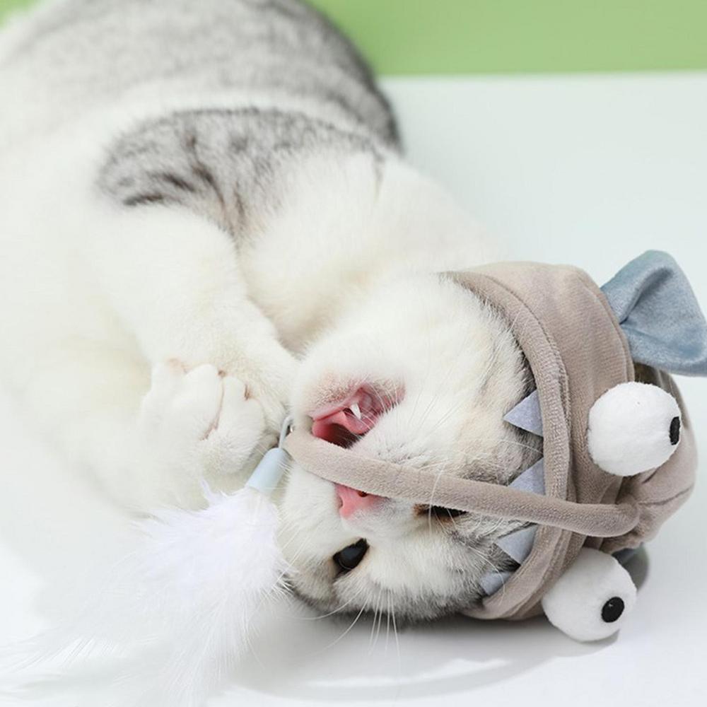New Head Wearing Feather Funny Cat Stick Funny Cat Toy Stick Gray Big Eye Pet Toys Pet Products — product detail
