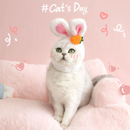 Plush Cartoon Cat Dog Rabbit Ears Cute Easter Decoration Hat Head Cover Pets Products — product detail