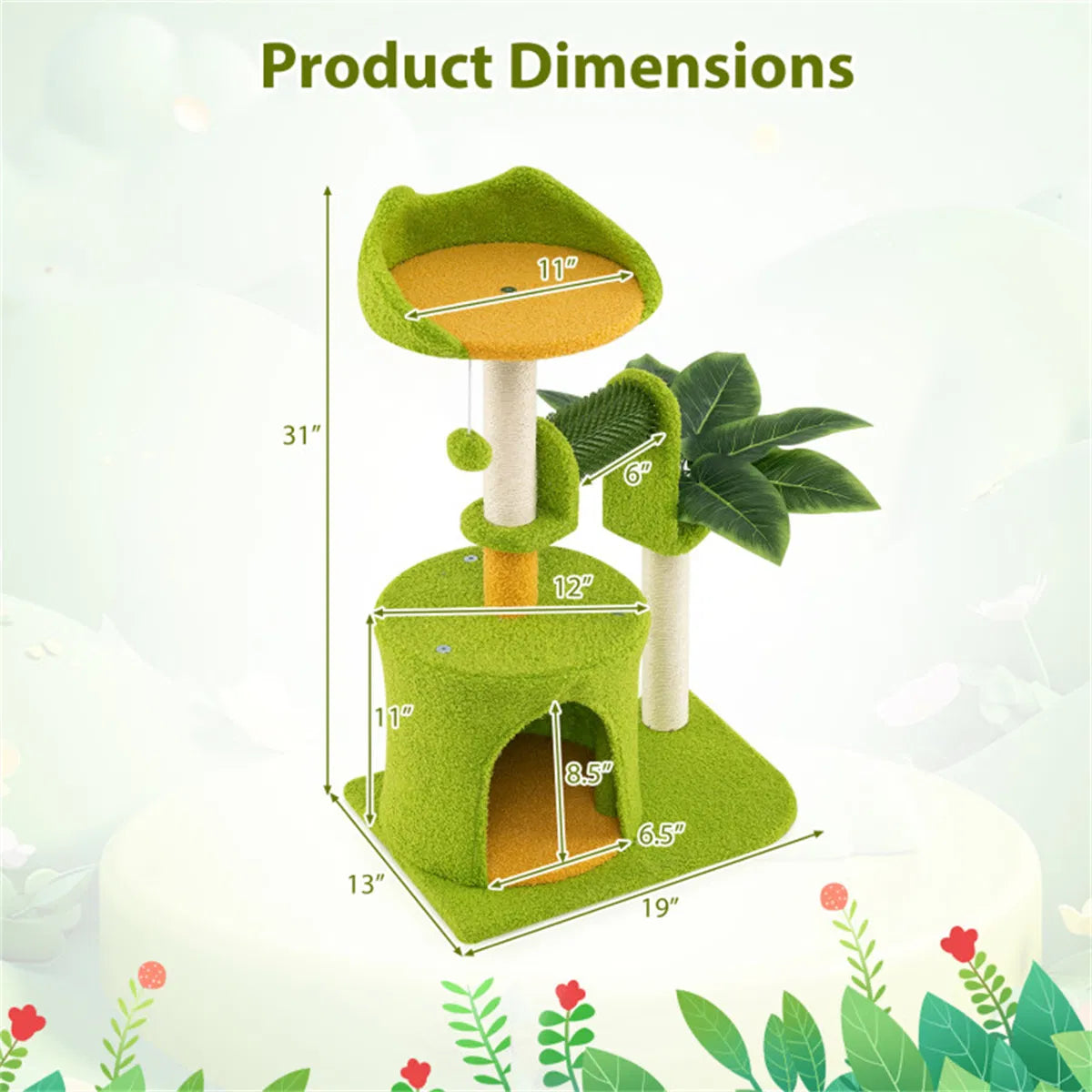 Palm-Tree Cat Scratcher with Grooming Brush — product detail
