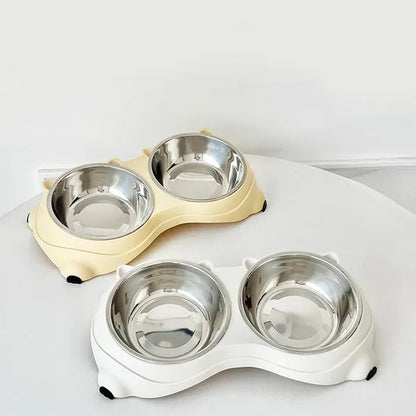 Pink Double Stainless Steel Pet Bowls – supplier product photo