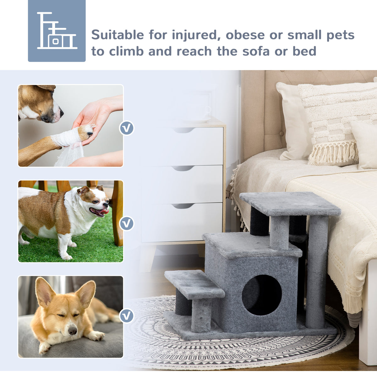 Adjustable Cat Stairs with Condo — product detail