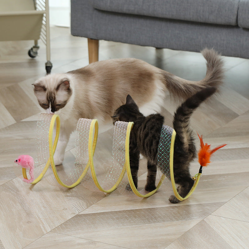 Cat Pets Toys Mouse Shape Balls Foldable Cat Kitten Play Tunnel Funny Cat Stick Mouse Supplies Simulation Mouse Pet Accessories — product detail
