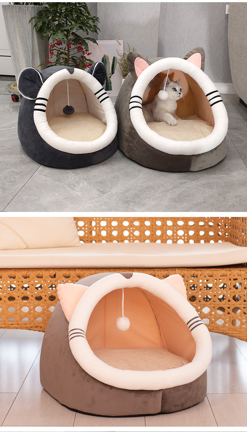 Pet cat litter closed cat litter kennel winter plus velvet — product detail