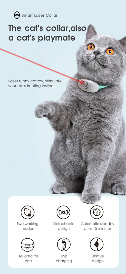 Automatic Cat Toy Smart Laser Teasing Cat Collar Electric USB Charging Kitten Amusing Toys Interactive Training Pet Items — product detail