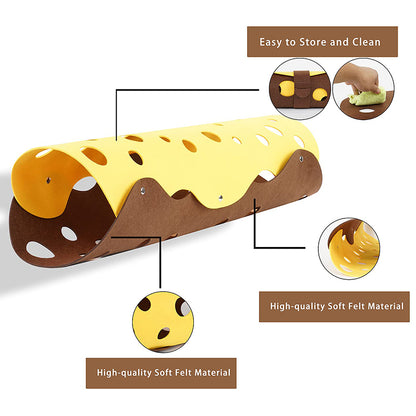 Cat Tunnel Cat Toy Felt Pom Splicing Deformable Kitten Nest Collapsible Tube House Tunnel Interactive Pet Toy Cat Accessories — product detail