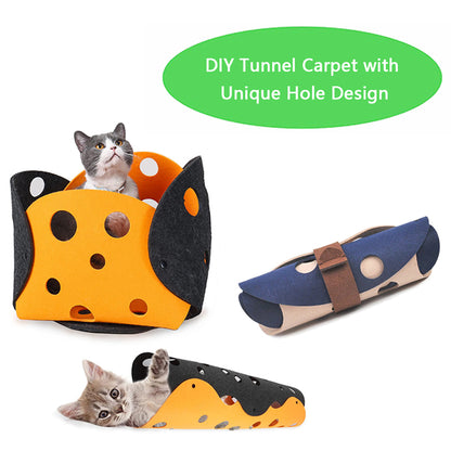 Cat Tunnel Cat Toy Felt Pom Splicing Deformable Kitten Nest Collapsible Tube House Tunnel Interactive Pet Toy Cat Accessories — product detail