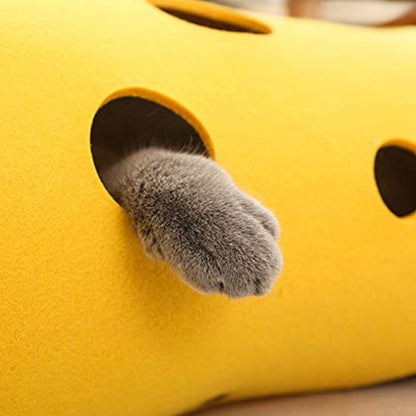 Cat Tunnel Cat Toy Felt Pom Splicing Deformable Kitten Nest Collapsible Tube House Tunnel Interactive Pet Toy Cat Accessories — product detail