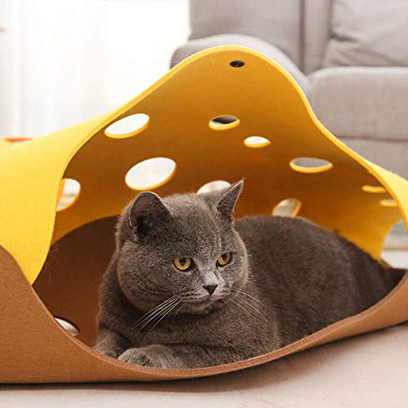 Cat Tunnel Cat Toy Felt Pom Splicing Deformable Kitten Nest Collapsible Tube House Tunnel Interactive Pet Toy Cat Accessories — product detail