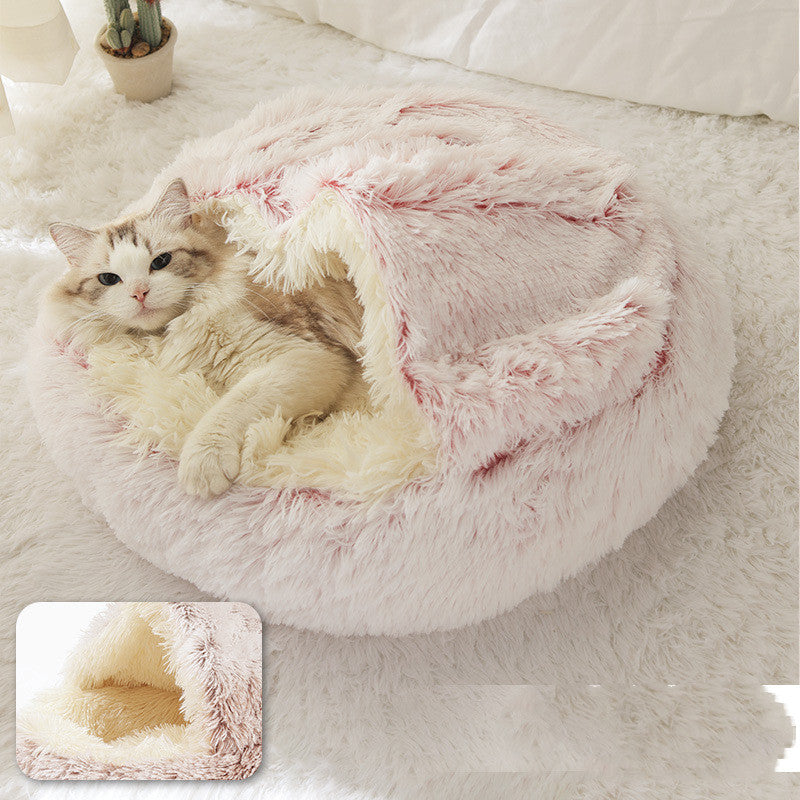 2 In 1 Dog And Cat Bed Pet Winter Bed Round Plush Warm Bed House Soft Long Plush Pets Bed — product detail