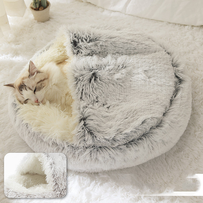 2 In 1 Dog And Cat Bed Pet Winter Bed Round Plush Warm Bed House Soft Long Plush Pets Bed — product detail