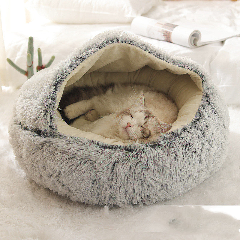 2 In 1 Dog And Cat Bed Pet Winter Bed Round Plush Warm Bed House Soft Long Plush Pets Bed — product detail