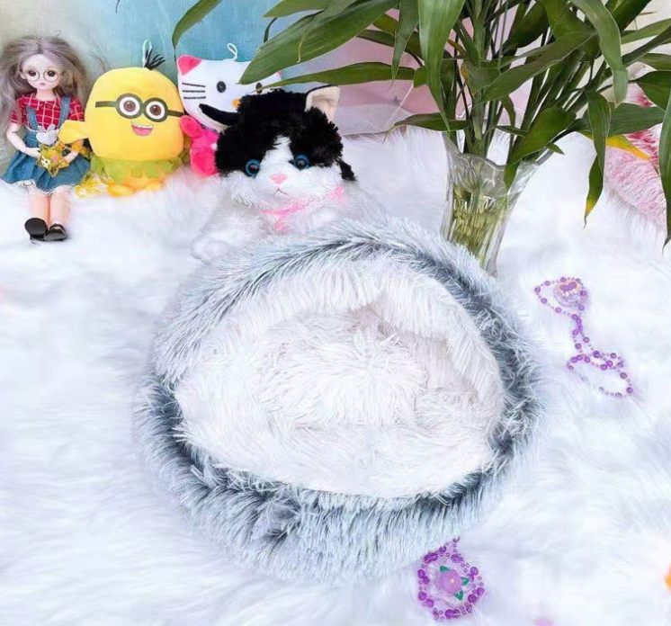 2 In 1 Dog And Cat Bed Pet Winter Bed Round Plush Warm Bed House Soft Long Plush Pets Bed — product detail