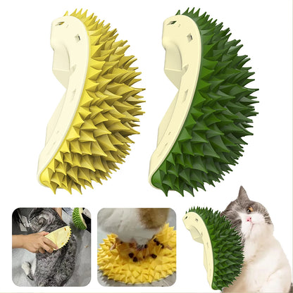 Durian Cat Brush, Dog Cat Self Groomer, Wall Corner Scratcher Massage Combs Durian Shape Molars Eat Slowly Toys Multifunctional Scratch Massager Tool Pets Clean Teeth Healthy Toys — product detail