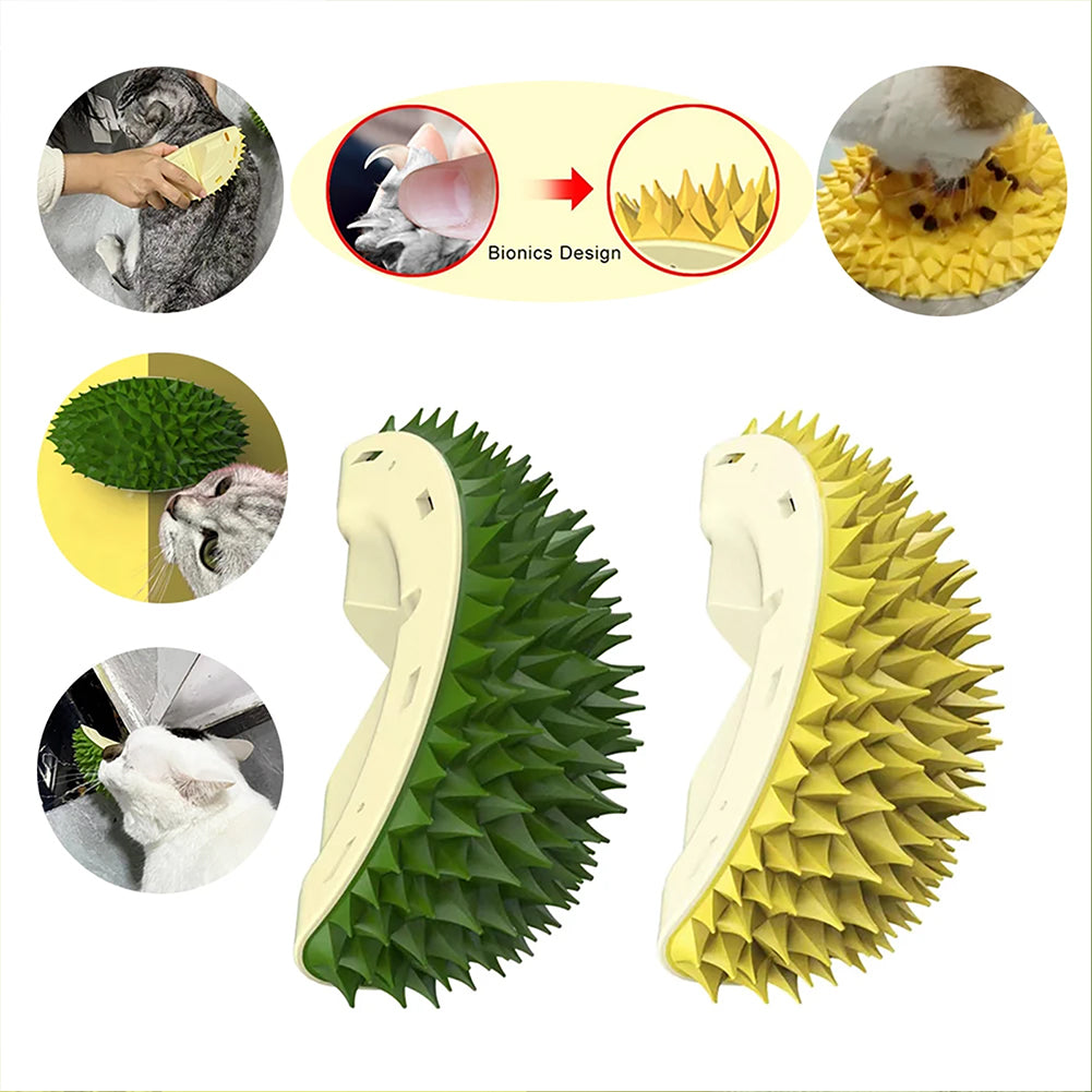 Durian Cat Brush, Dog Cat Self Groomer, Wall Corner Scratcher Massage Combs Durian Shape Molars Eat Slowly Toys Multifunctional Scratch Massager Tool Pets Clean Teeth Healthy Toys — product detail