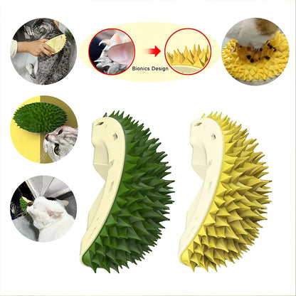 Durian Cat Brush, Dog Cat Self Groomer, Wall Corner Scratcher Massage Combs Durian Shape Molars Eat Slowly Toys Multifunctional Scratch Massager Tool Pets Clean Teeth Healthy Toys — product detail