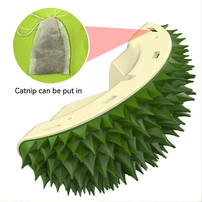 Durian Cat Brush, Dog Cat Self Groomer, Wall Corner Scratcher Massage Combs Durian Shape Molars Eat Slowly Toys Multifunctional Scratch Massager Tool Pets Clean Teeth Healthy Toys — product detail