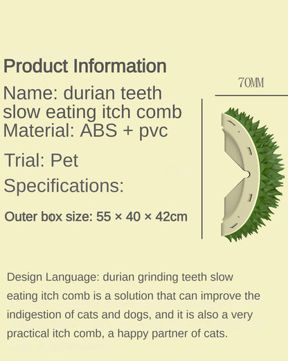 Durian Cat Brush, Dog Cat Self Groomer, Wall Corner Scratcher Massage Combs Durian Shape Molars Eat Slowly Toys Multifunctional Scratch Massager Tool Pets Clean Teeth Healthy Toys — product detail