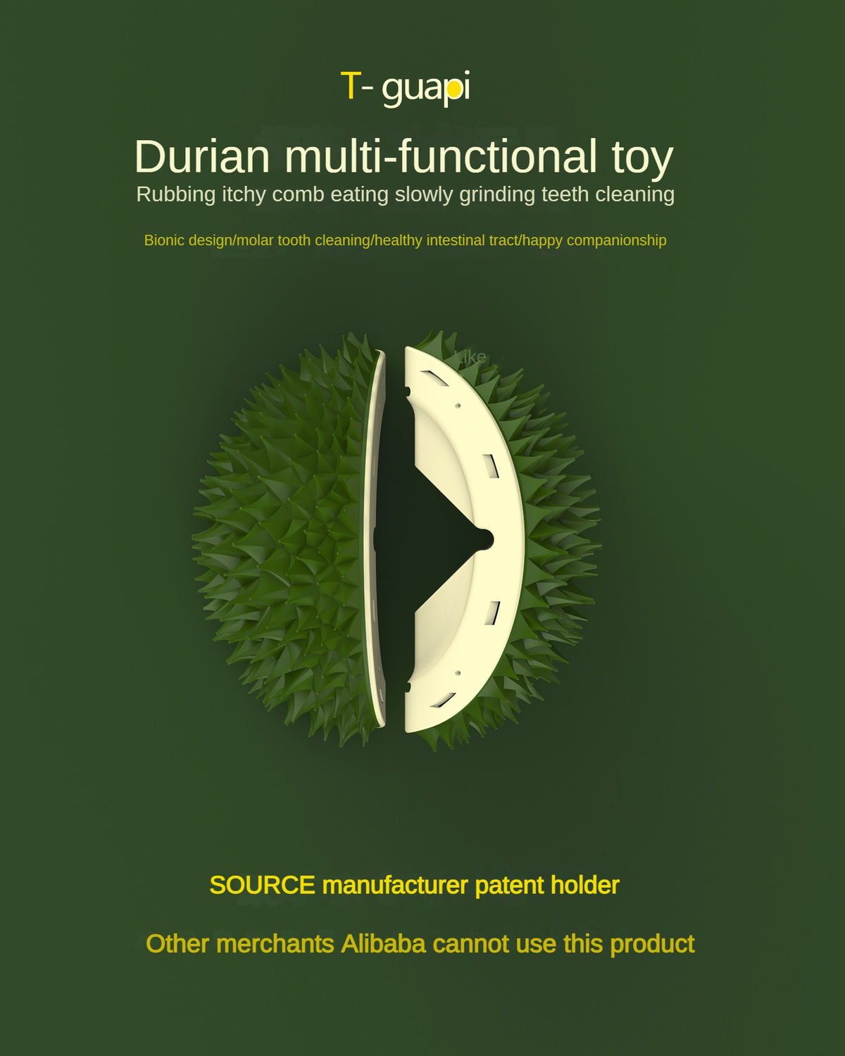 Durian Cat Brush, Dog Cat Self Groomer, Wall Corner Scratcher Massage Combs Durian Shape Molars Eat Slowly Toys Multifunctional Scratch Massager Tool Pets Clean Teeth Healthy Toys — product detail