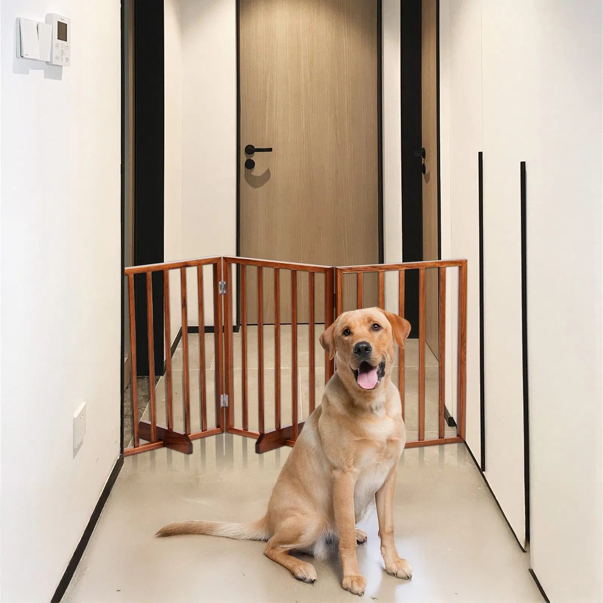 Wooden Dog Gate — Brown — product detail