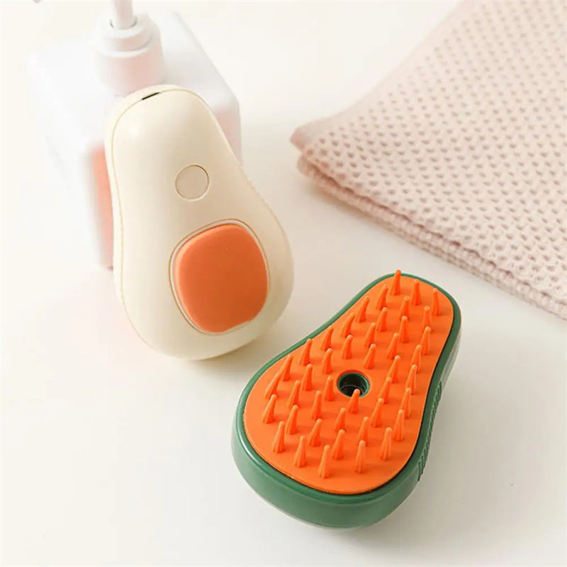 Steamy Cat Brush Cat Dog Grooming Comb Electric Self Cleaning Steam Cat Brush For Massage Avocado Shape Pet Spray Cat Grooming — product detail
