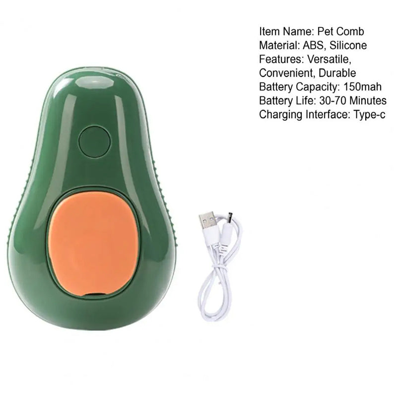 Steamy Cat Brush Cat Dog Grooming Comb Electric Self Cleaning Steam Cat Brush For Massage Avocado Shape Pet Spray Cat Grooming — product detail