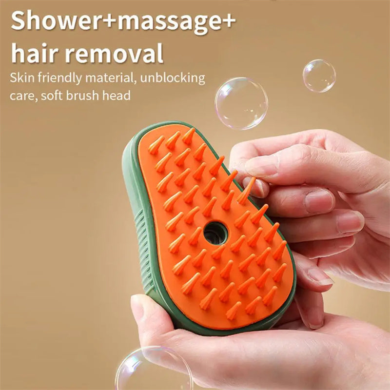 Steamy Cat Brush Cat Dog Grooming Comb Electric Self Cleaning Steam Cat Brush For Massage Avocado Shape Pet Spray Cat Grooming — product detail