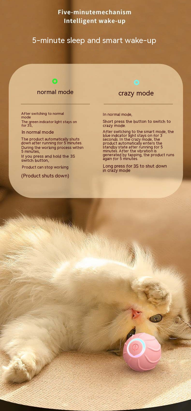 Smart Cat Toys Rolling Ball Pet Cat Owner Interactive Pets Toys Automatic Bouncing Ball USB Self Hi Teasing Kittens Jumping Ball — product detail