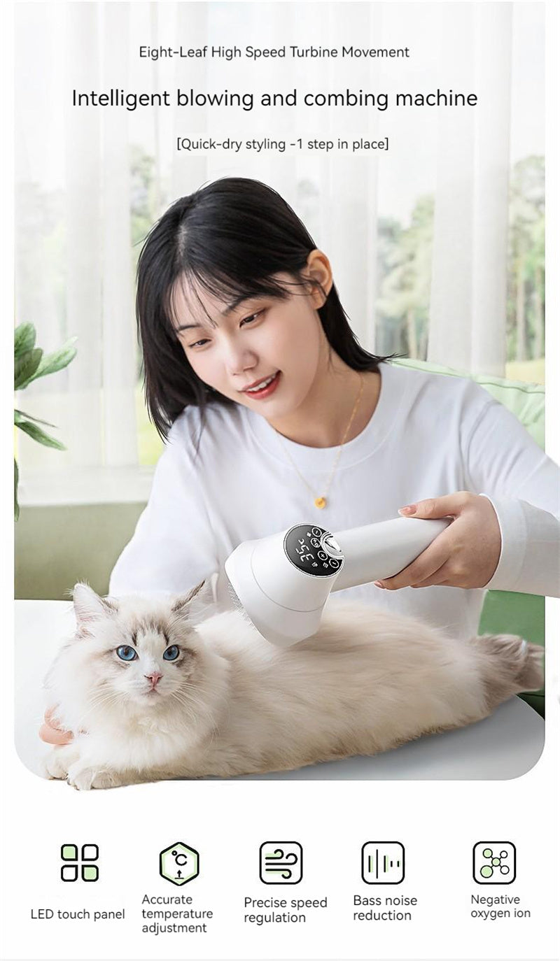 Smart Pet Hair Dryer Dog Golden Retriever Cat Grooming Hairdressing Blow & Comb Silent No Harm Pet Cleaning Supplies Pet Products — product detail