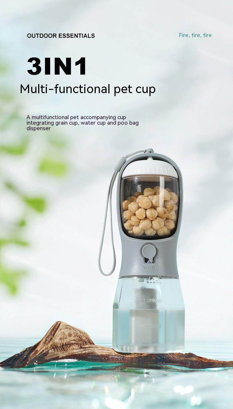 Dog Water Cup Drinking Food Garbage Bag Three-in-one Portable Small Multi-functional Pet Cups Pets Supplies — product detail