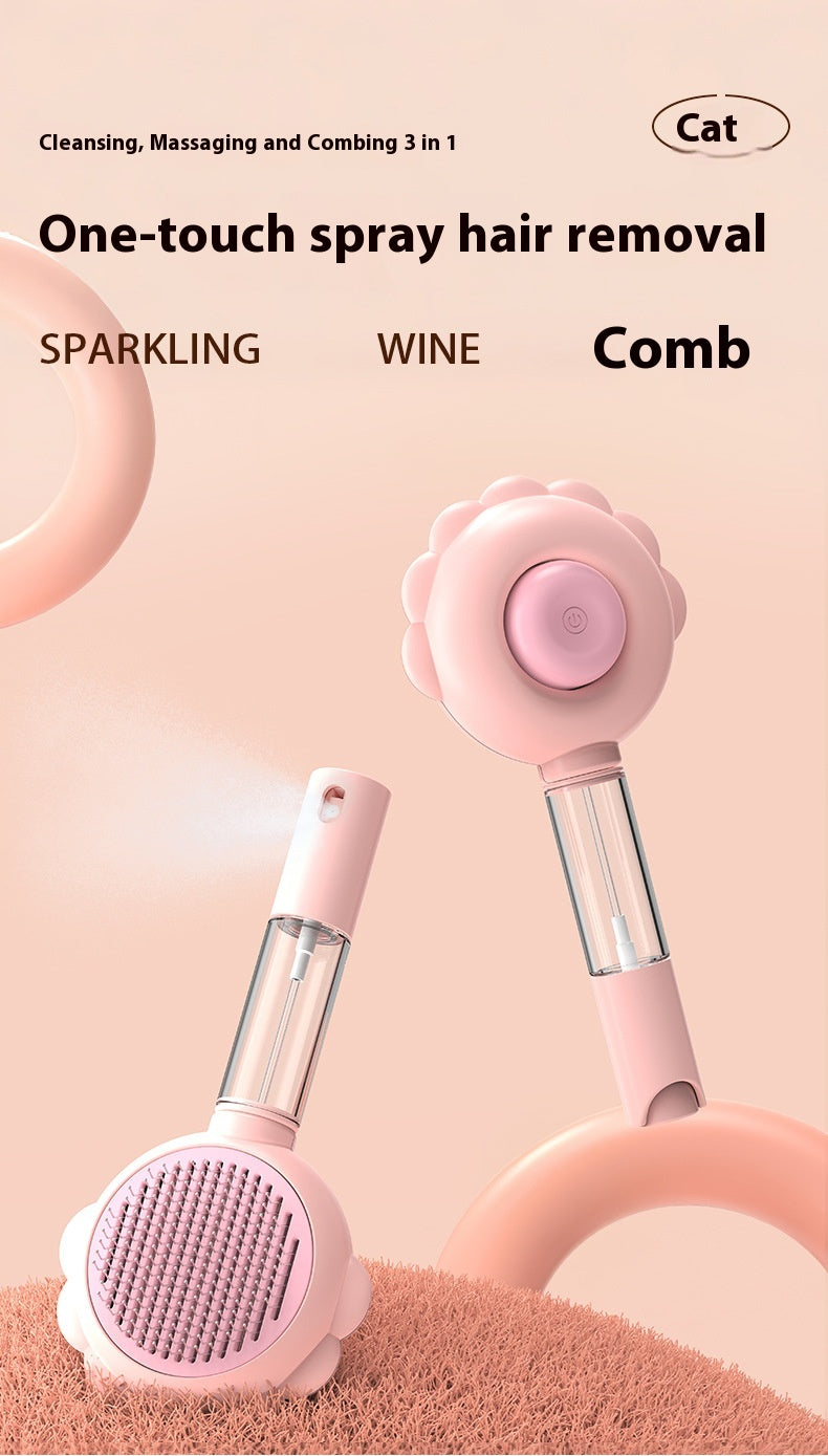 2 In 1 Self Cleaning Dog Brush Comb With Spray Pets Grooming Hair Remover Combs Brush Floating Hair Pet Grooming Brush Pet Products — product detail