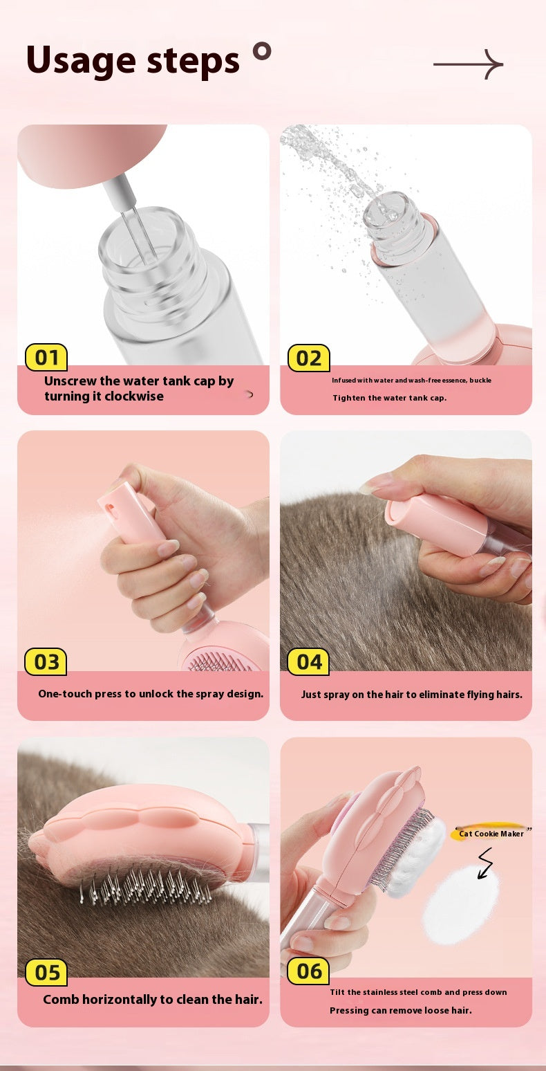 2 In 1 Self Cleaning Dog Brush Comb With Spray Pets Grooming Hair Remover Combs Brush Floating Hair Pet Grooming Brush Pet Products — product detail
