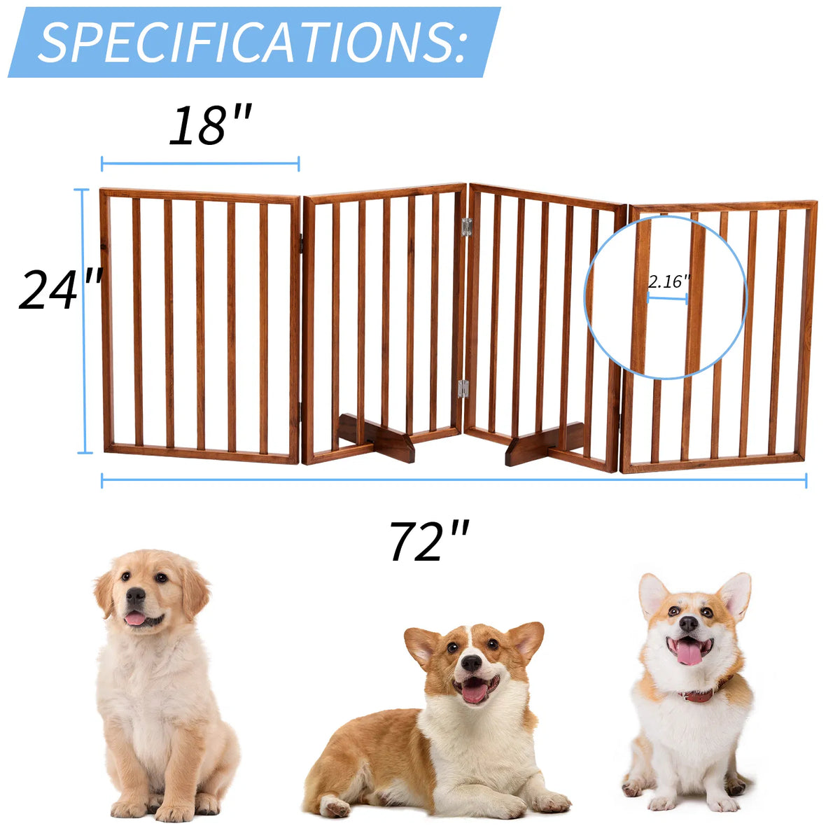 Wooden Dog Gate — Brown — product detail