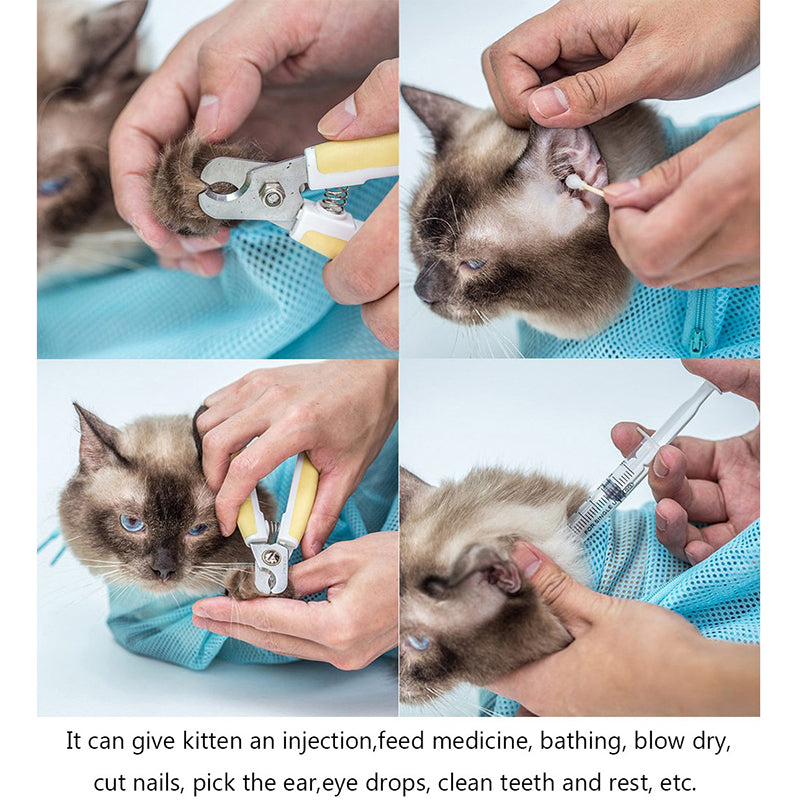 Pet Soft Cat Grooming Bag Adjustable Multifunctional Polyester Cat Washing Shower Mesh Bags Pet Nail Trimming Bags — product detail