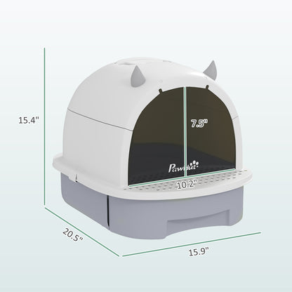 Grey Covered Cat Litter Box with Scoop — product detail
