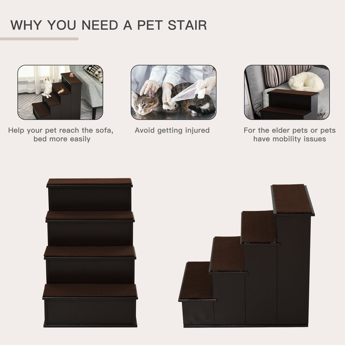 Cushioned Pet Steps — Brown — product detail