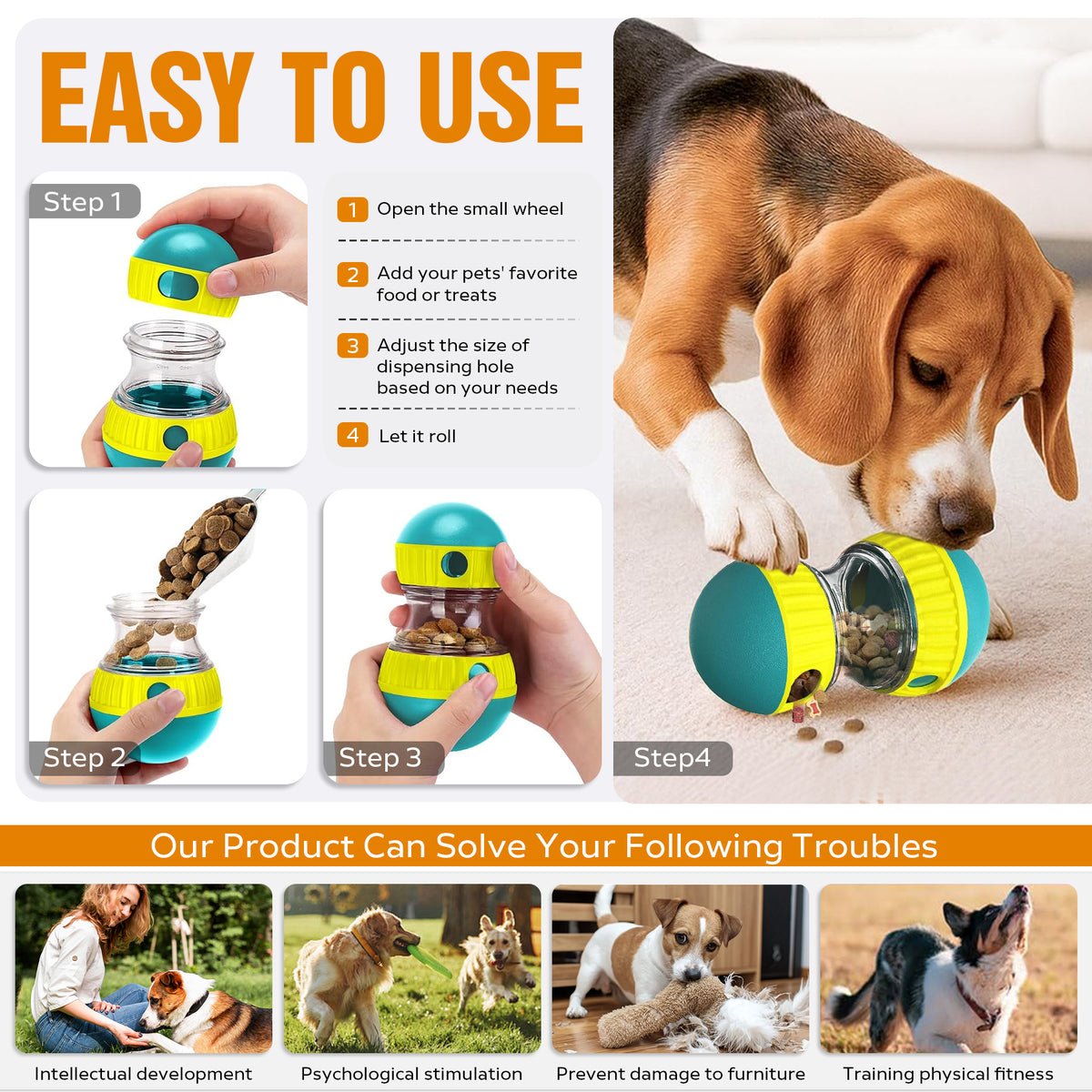 Adjustable Dog Treat-Dispensing Ball – supplier product photo