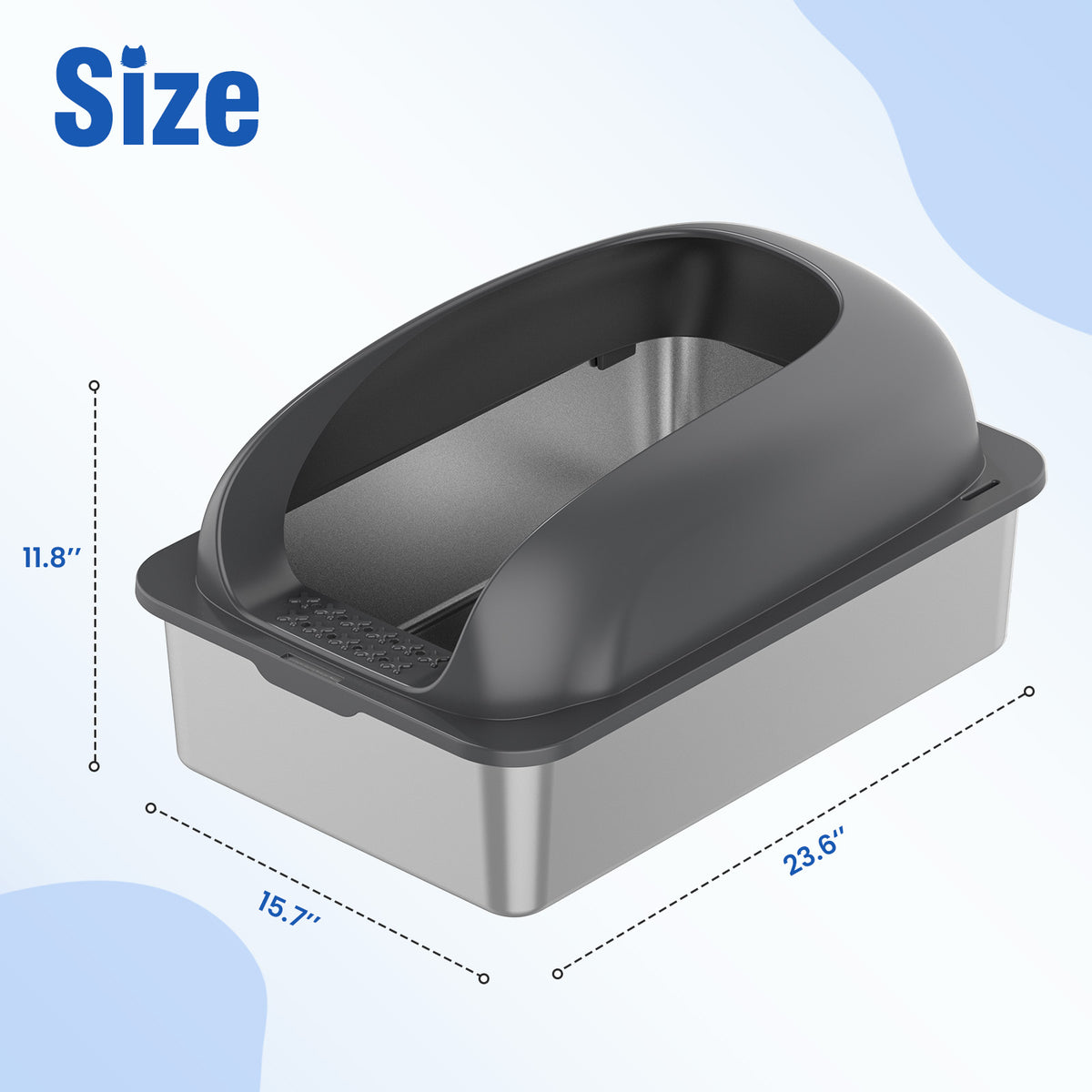Stainless Steel Litter Box with Scoop and Mat – supplier product photo